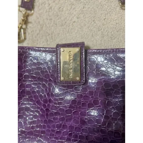Gianni Bini Large Purple Leather Bag - Picture 5 of 16